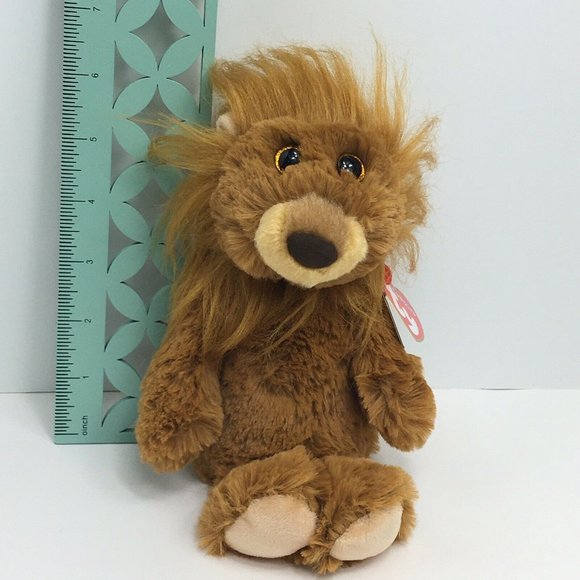Ty Cuddlys Collection Plush Leon Lion Stuffed Animal 8" Brown Gritter Eyes New - Picture 11 of 12